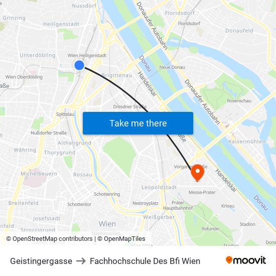 Geistingergasse to Fachhochschule Des Bfi Wien map