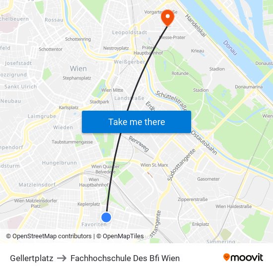 Gellertplatz to Fachhochschule Des Bfi Wien map