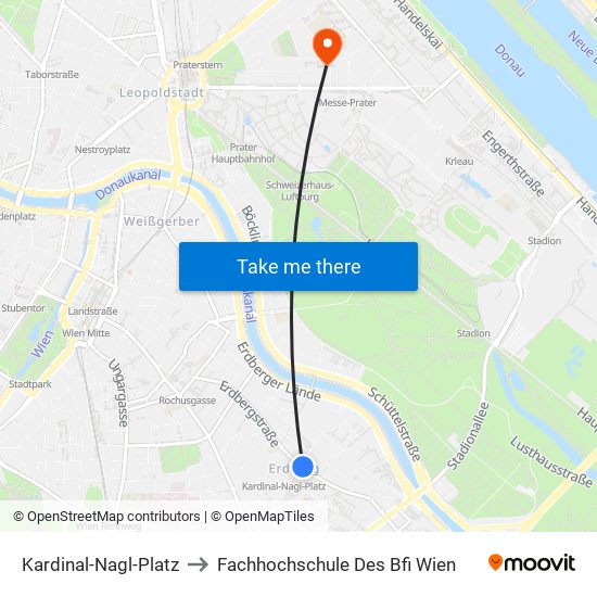 Kardinal-Nagl-Platz to Fachhochschule Des Bfi Wien map