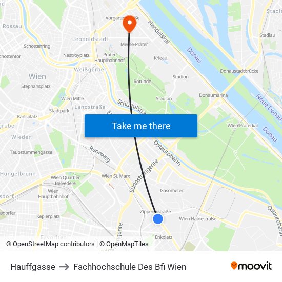 Hauffgasse to Fachhochschule Des Bfi Wien map