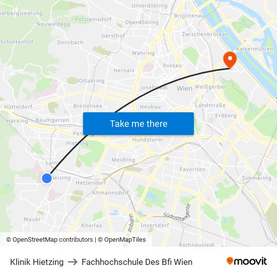 Klinik Hietzing to Fachhochschule Des Bfi Wien map