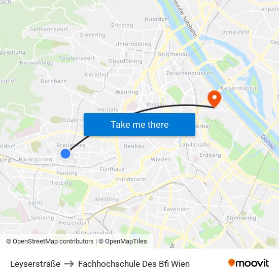 Leyserstraße to Fachhochschule Des Bfi Wien map