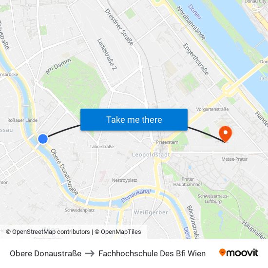 Obere Donaustraße to Fachhochschule Des Bfi Wien map