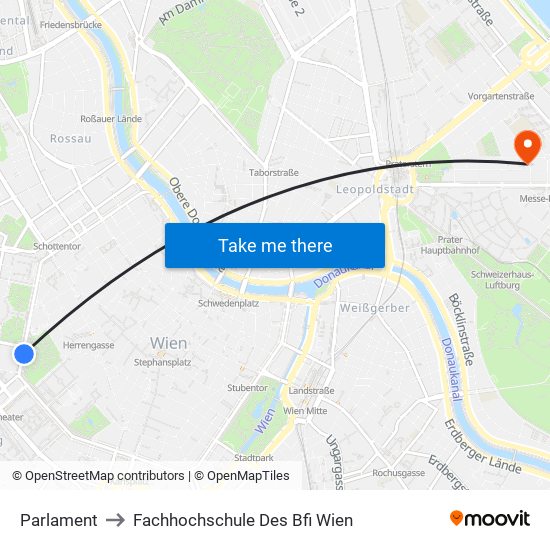 Parlament to Fachhochschule Des Bfi Wien map
