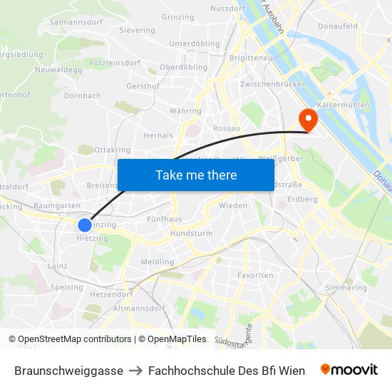 Braunschweiggasse to Fachhochschule Des Bfi Wien map