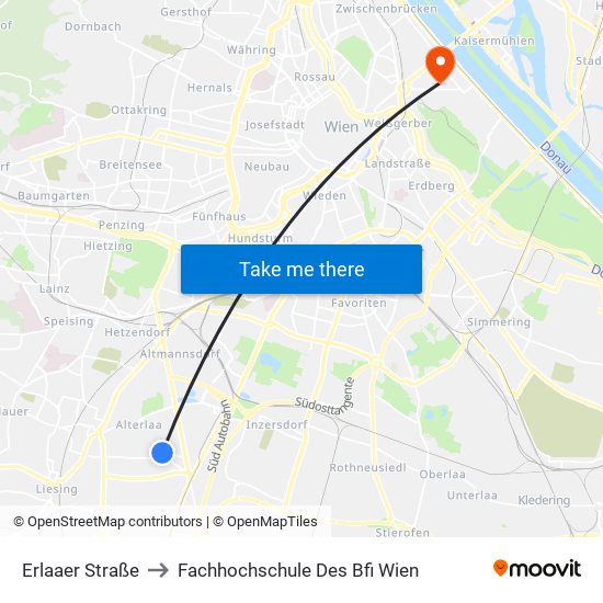 Erlaaer Straße to Fachhochschule Des Bfi Wien map