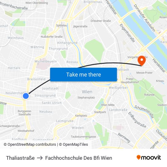 Thaliastraße to Fachhochschule Des Bfi Wien map