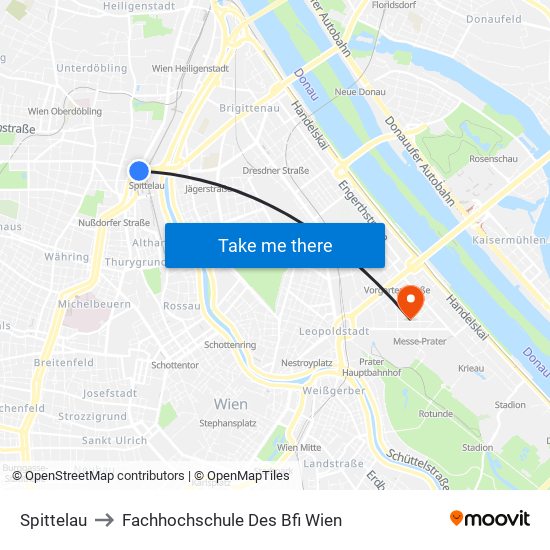 Spittelau to Fachhochschule Des Bfi Wien map