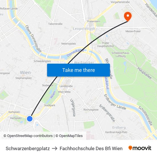 Schwarzenbergplatz to Fachhochschule Des Bfi Wien map