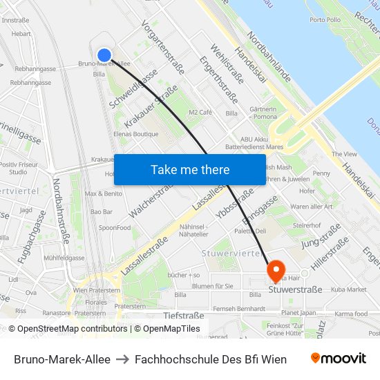 Bruno-Marek-Allee to Fachhochschule Des Bfi Wien map