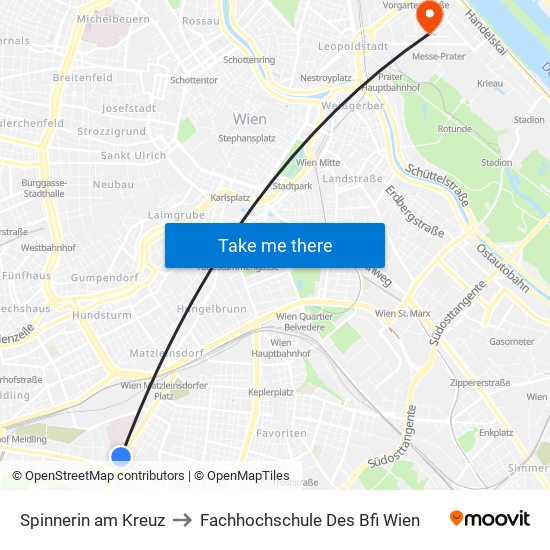 Spinnerin am Kreuz to Fachhochschule Des Bfi Wien map