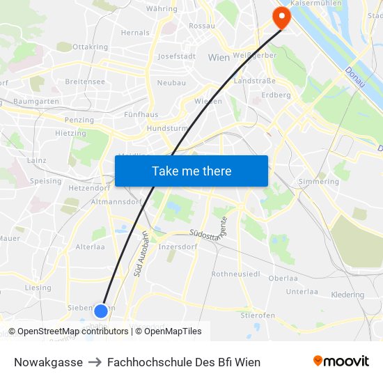 Nowakgasse to Fachhochschule Des Bfi Wien map