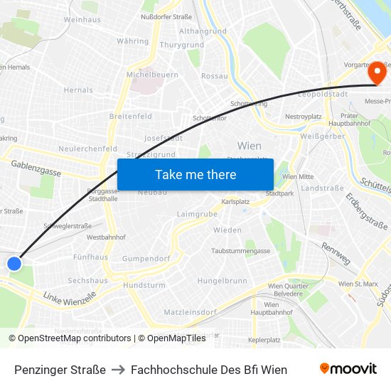 Penzinger Straße to Fachhochschule Des Bfi Wien map