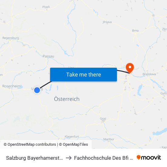 Salzburg Bayerhamerstraße to Fachhochschule Des Bfi Wien map