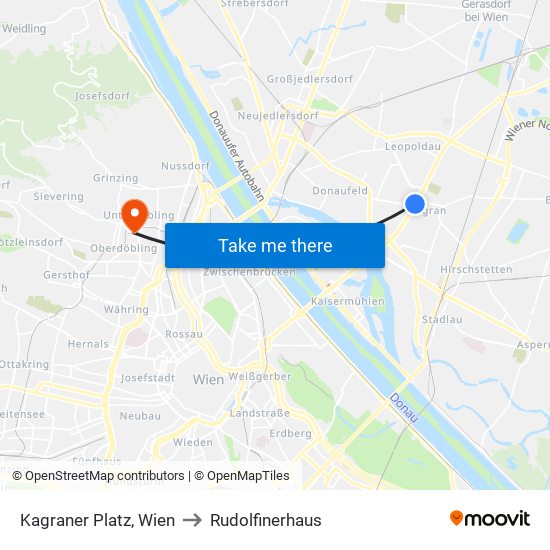 Kagraner Platz, Wien to Rudolfinerhaus map
