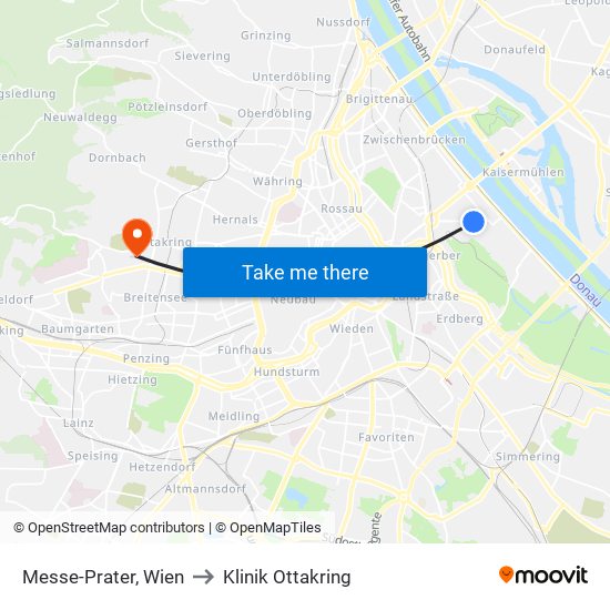 Messe-Prater, Wien to Klinik Ottakring map