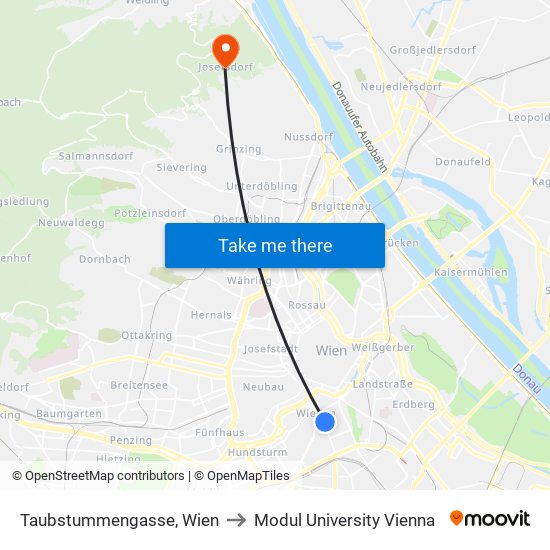 Taubstummengasse, Wien to Modul University Vienna map