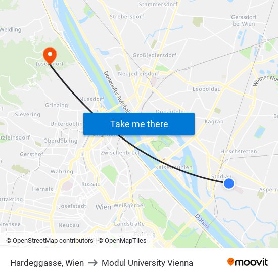Hardeggasse, Wien to Modul University Vienna map