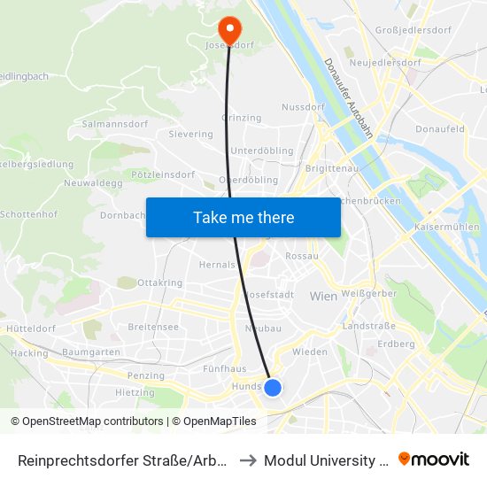 Reinprechtsdorfer Straße/Arbeitergasse to Modul University Vienna map