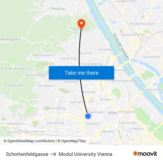 Schottenfeldgasse to Modul University Vienna map