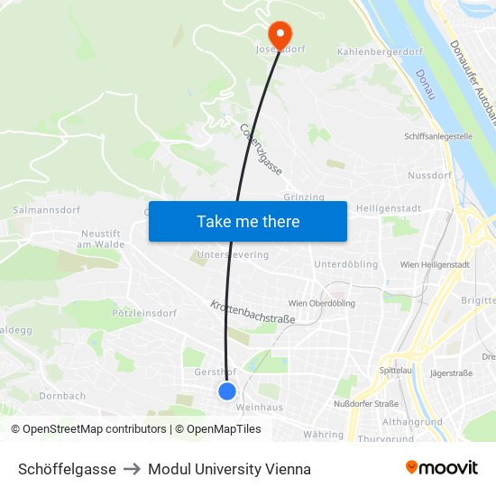 Schöffelgasse to Modul University Vienna map