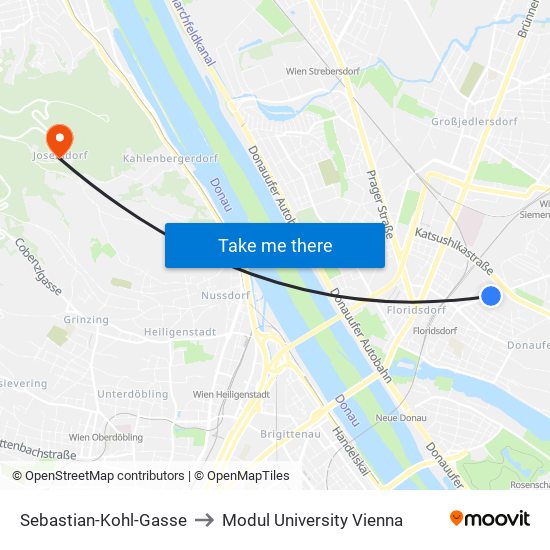 Sebastian-Kohl-Gasse to Modul University Vienna map