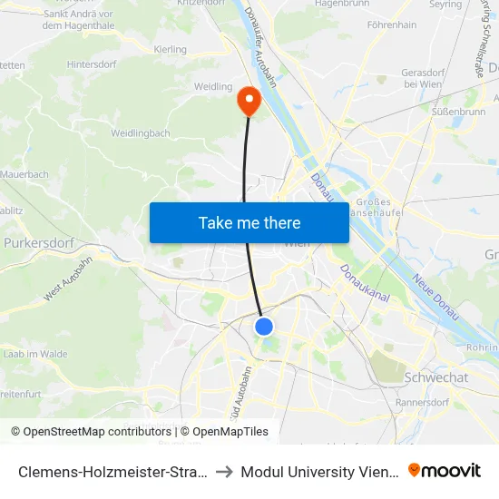 Clemens-Holzmeister-Straße to Modul University Vienna map