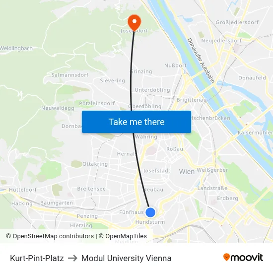 Kurt-Pint-Platz to Modul University Vienna map