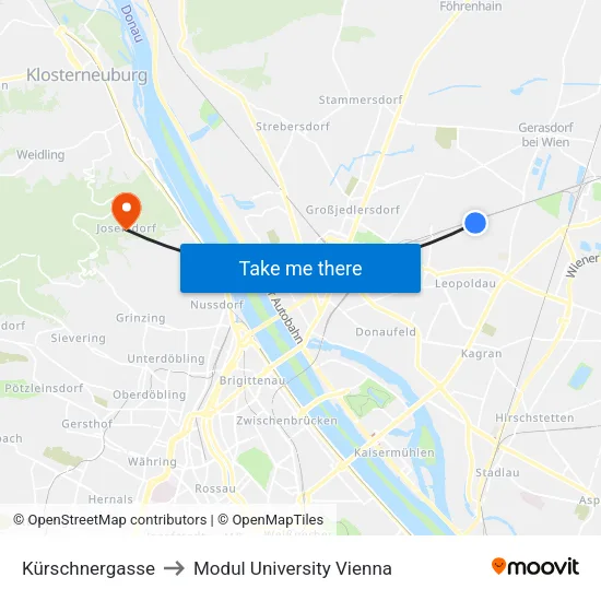 Kürschnergasse to Modul University Vienna map