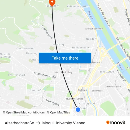 Alserbachstraße to Modul University Vienna map
