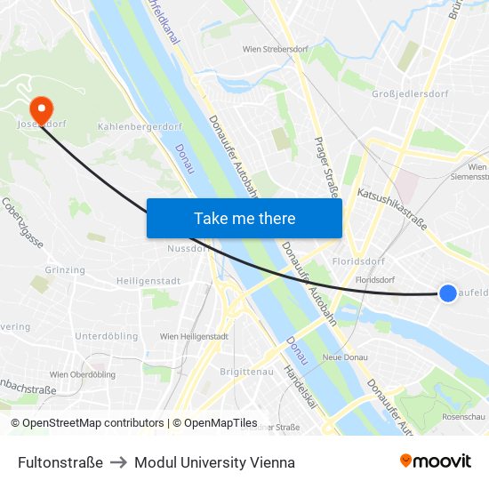 Fultonstraße to Modul University Vienna map