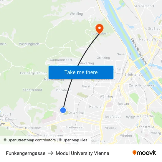 Funkengerngasse to Modul University Vienna map