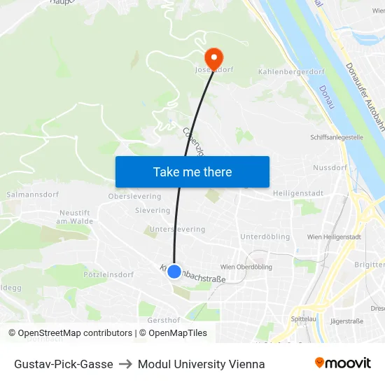 Gustav-Pick-Gasse to Modul University Vienna map