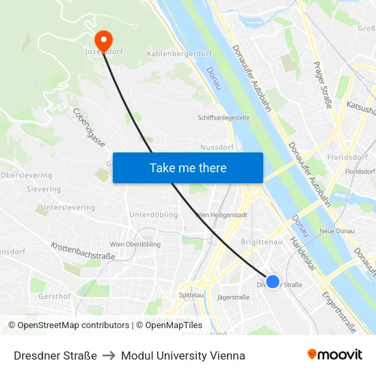 Dresdner Straße to Modul University Vienna map