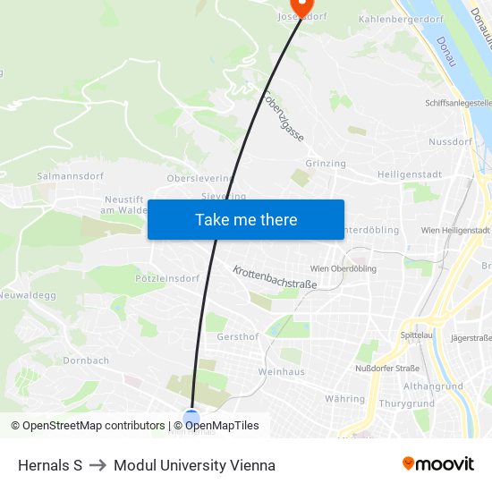 Hernals S to Modul University Vienna map