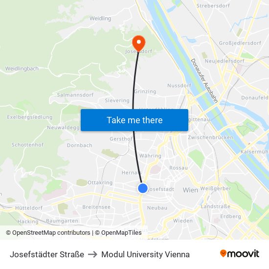 Josefstädter Straße to Modul University Vienna map