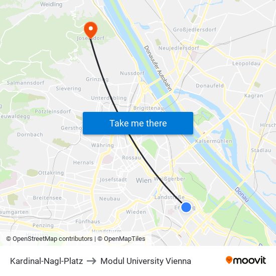 Kardinal-Nagl-Platz to Modul University Vienna map