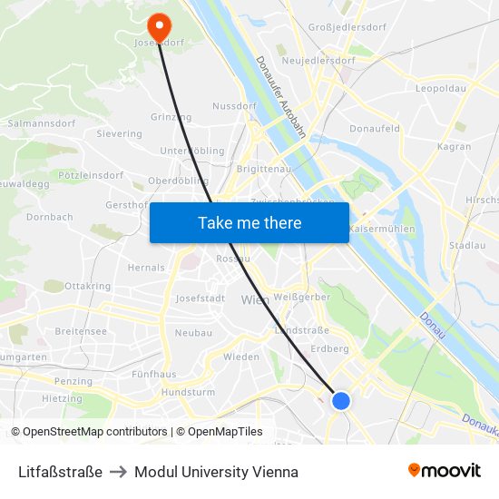 Litfaßstraße to Modul University Vienna map