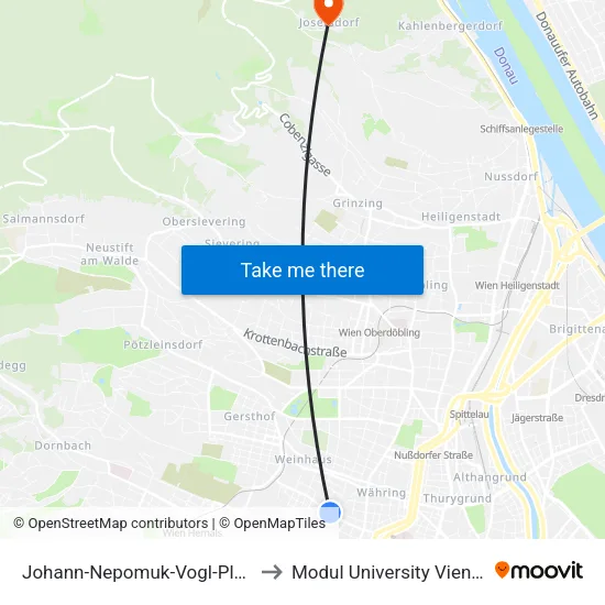 Johann-Nepomuk-Vogl-Platz to Modul University Vienna map