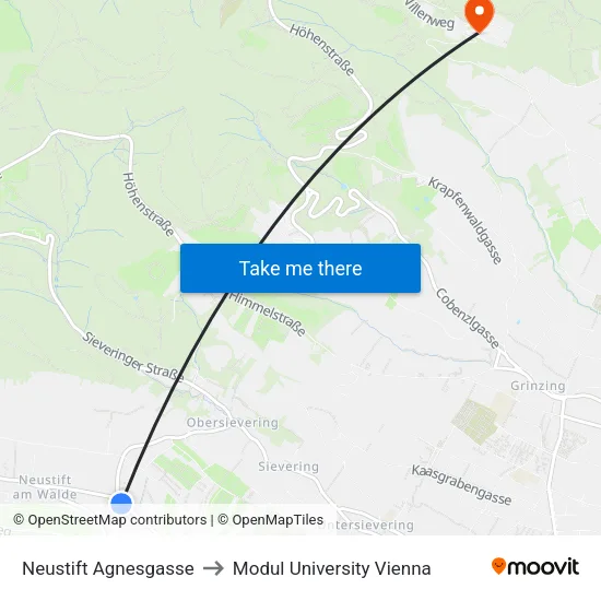 Neustift Agnesgasse to Modul University Vienna map