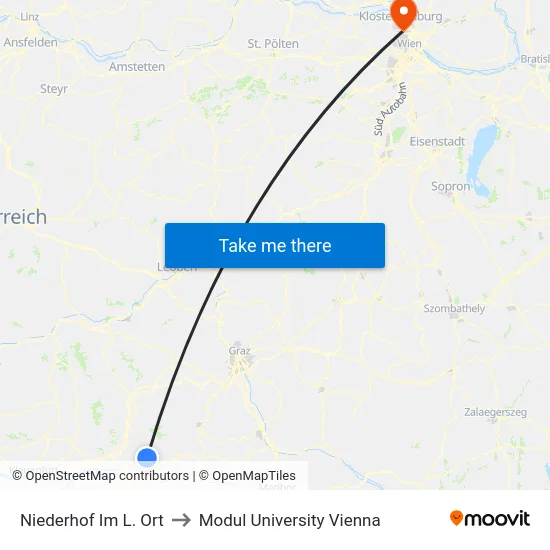 Niederhof Im L. Ort to Modul University Vienna map