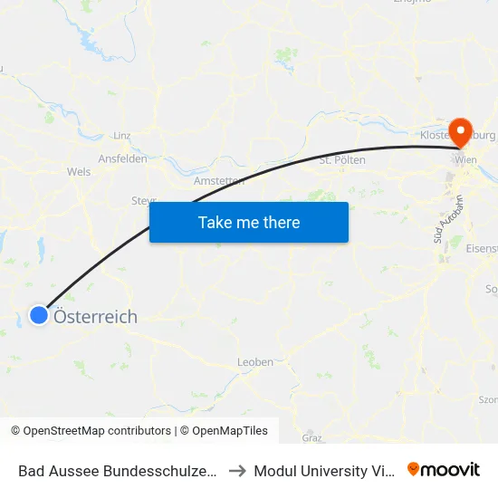 Bad Aussee Bundesschulzentrum to Modul University Vienna map