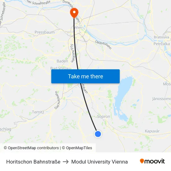 Horitschon Bahnstraße to Modul University Vienna map