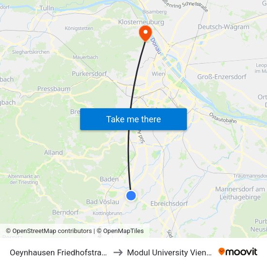 Oeynhausen Friedhofstraße to Modul University Vienna map