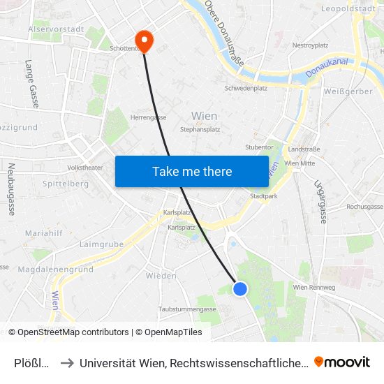 Plößlgasse to Universität Wien, Rechtswissenschaftliche Fakultät (Juridicum) map