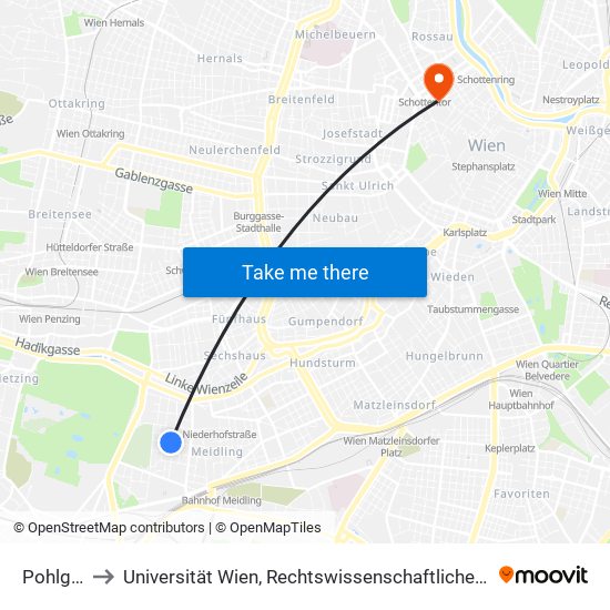 Pohlgasse to Universität Wien, Rechtswissenschaftliche Fakultät (Juridicum) map