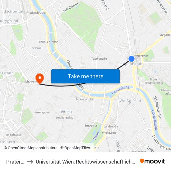 Praterstern to Universität Wien, Rechtswissenschaftliche Fakultät (Juridicum) map