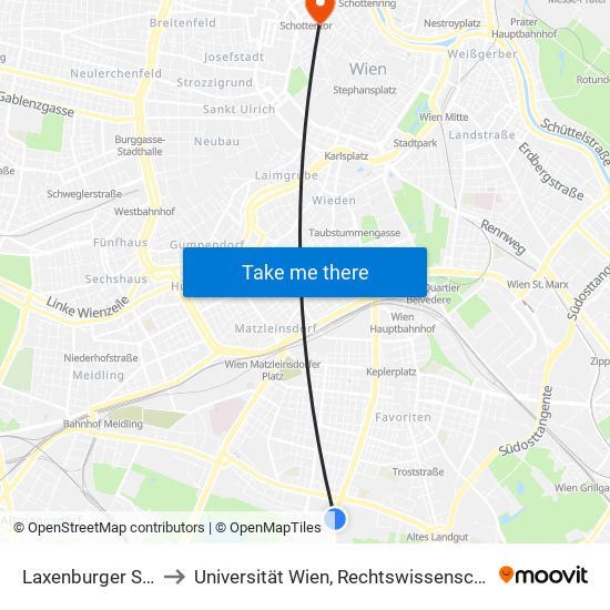 Laxenburger Str./Sahulkastr. to Universität Wien, Rechtswissenschaftliche Fakultät (Juridicum) map