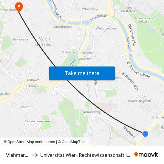 Viehmarktgasse to Universität Wien, Rechtswissenschaftliche Fakultät (Juridicum) map