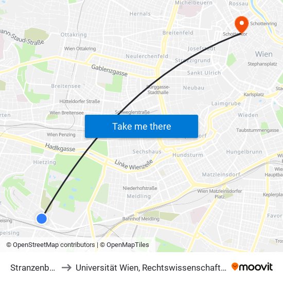 Stranzenberggasse to Universität Wien, Rechtswissenschaftliche Fakultät (Juridicum) map